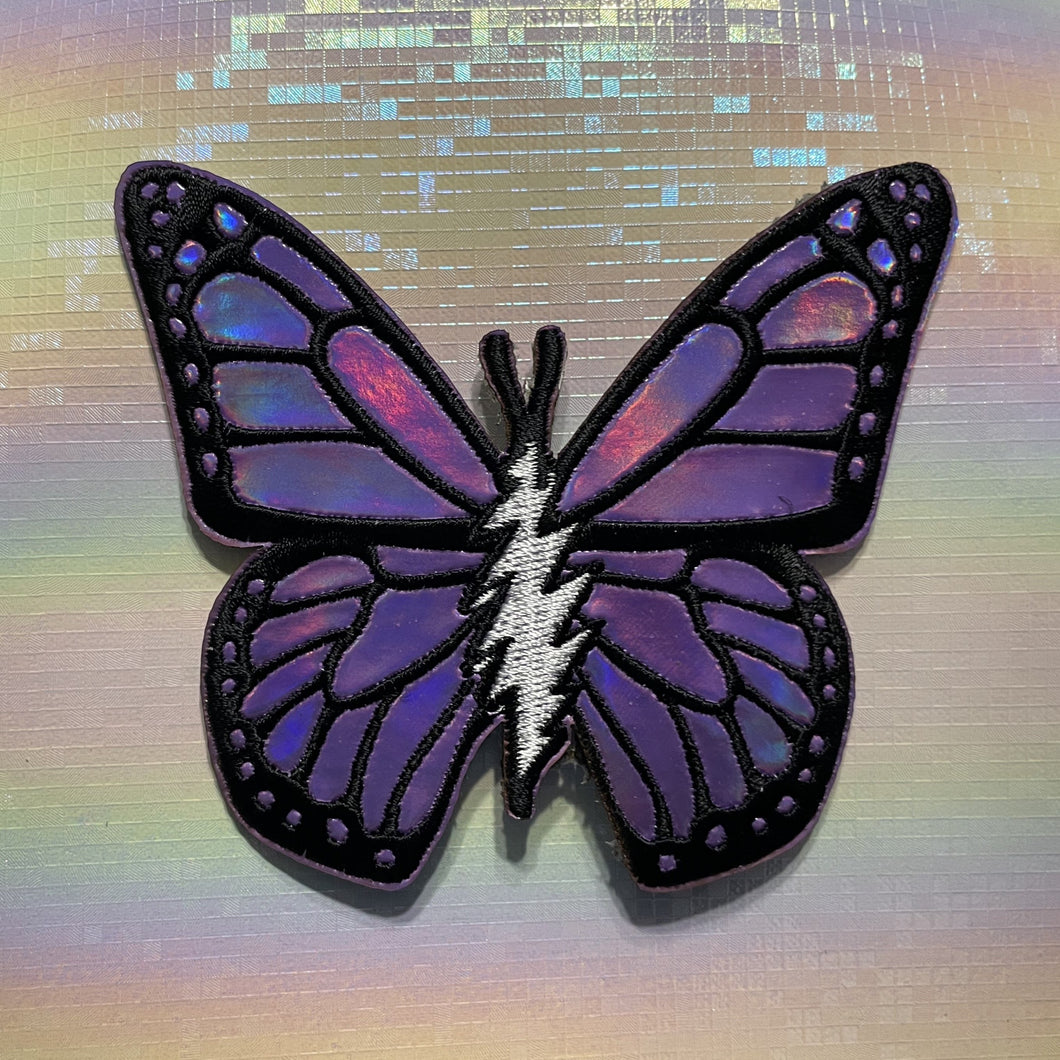 DEFECTIVE Midnight Purple Holographic Bolt Butterfly Patch