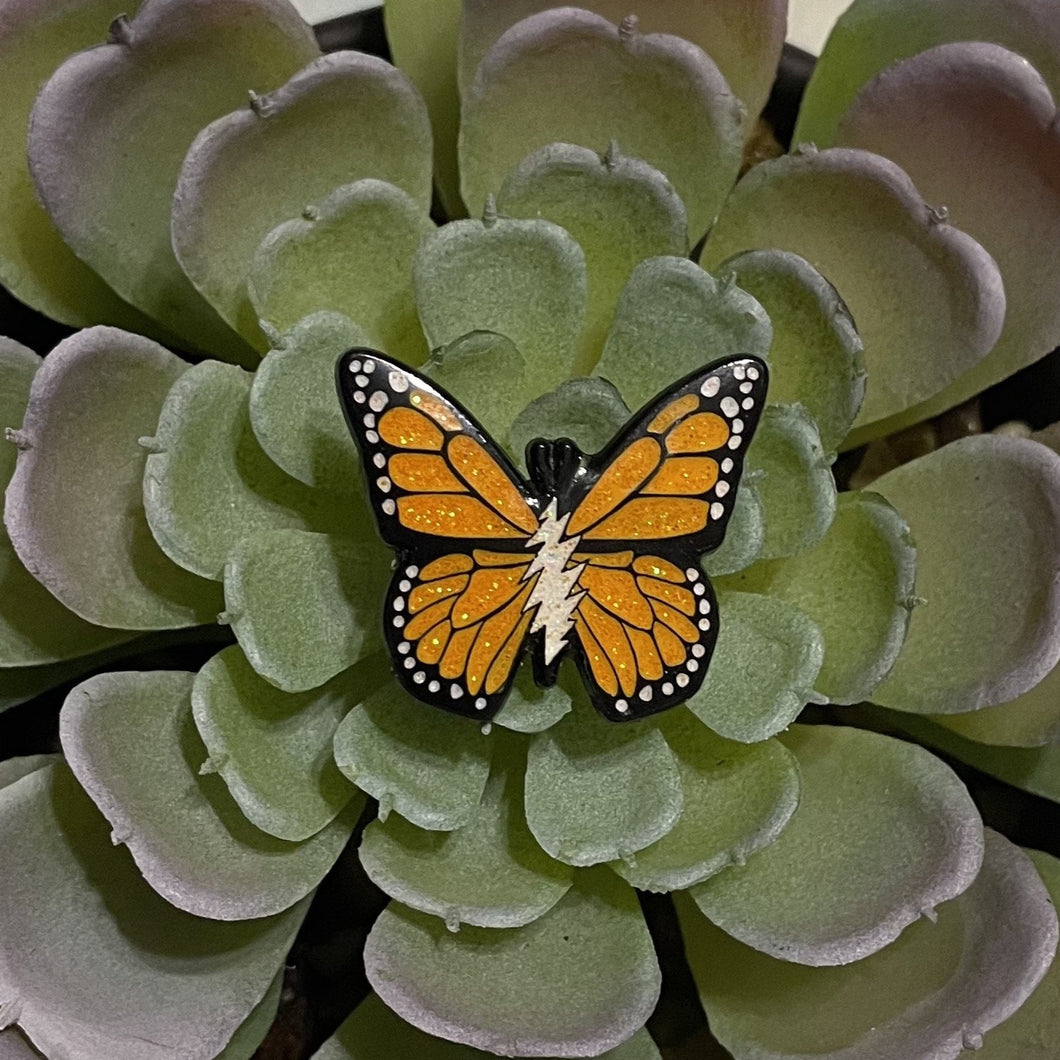 Mini Bolt Butterfly Pin - Monarch