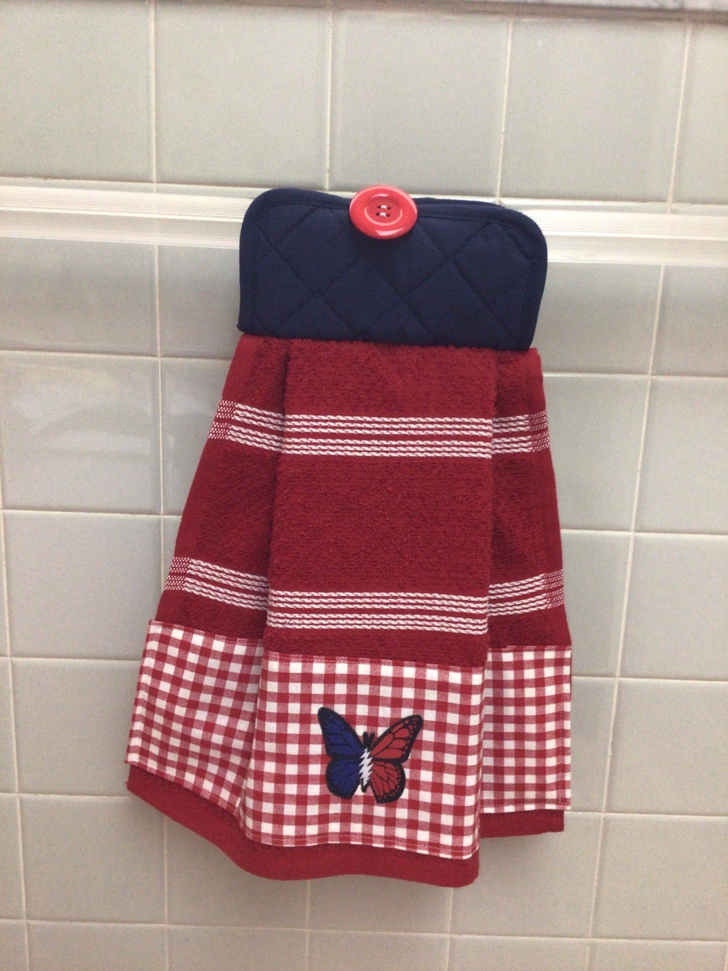 Gingham Butterfly Decorative Towel